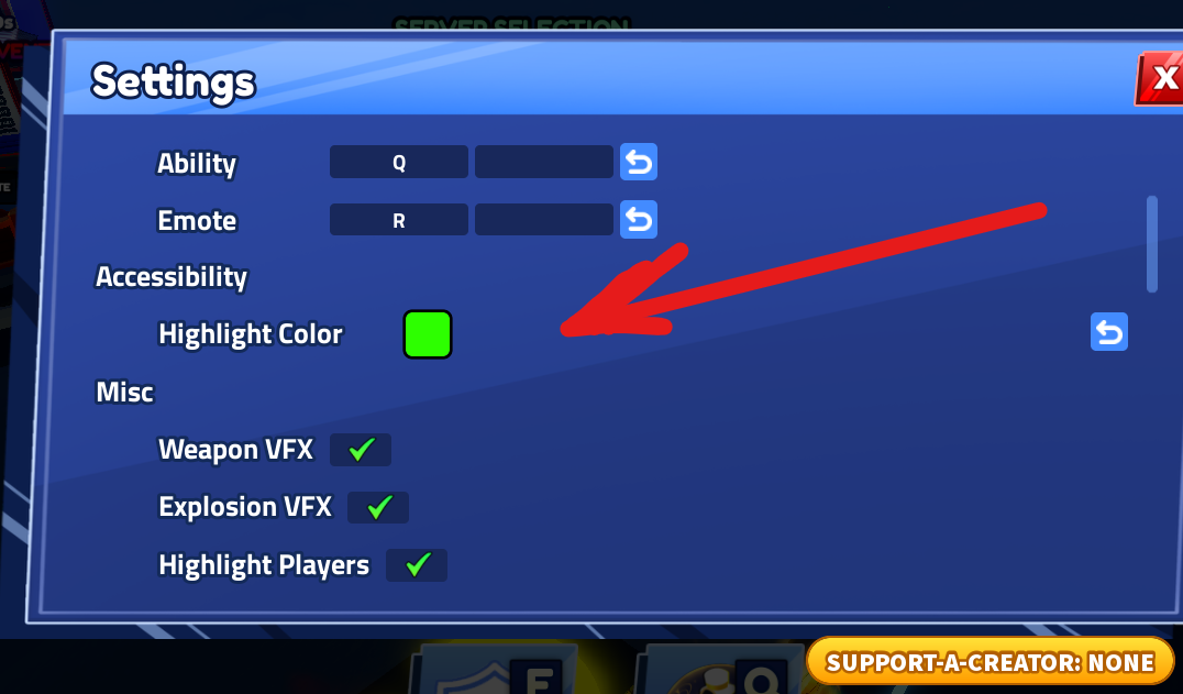 Highlight color setting